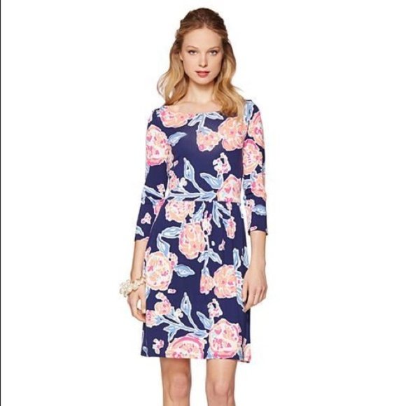 Lilly Pulitzer Dresses & Skirts - Lilly Pulitzer Evelyn Navy Pom Poms Dress NWT S